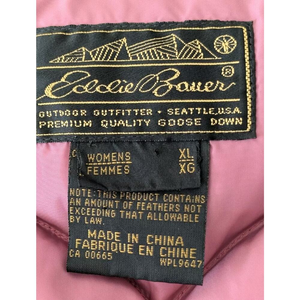 Eddie Bauer Womens XL Goose Down Puffer Vest Pink Quilted Nylon Outdoor Seattle - Picture 4 of 7